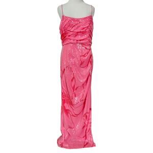 Hutch Anthropologie Sequin Maxi Dress 8 Pink Red Glam Party Formal HOCO Prom NWT